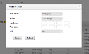 Netgear 6100D Custom Firewall Settings - Add Dialog