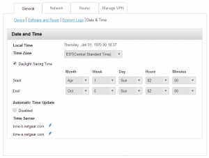 Netgear 6100D Date and Time Manual Settings Page