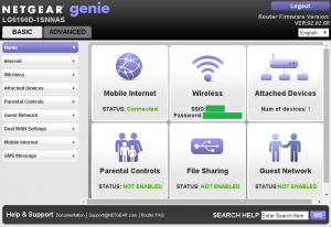 Netgear 6100D Native GUI Home Screen