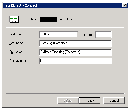 Exchange 2003 - Create Contact Dialog 1