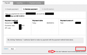 Sprint.com - Unresponsive payment workflow