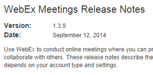 WebEx Client Release Date